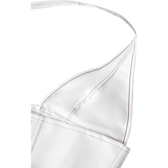 Women's Leather Halter Corset Top Backless Grommet Eyelet Party Tank - Picture 6 of 6